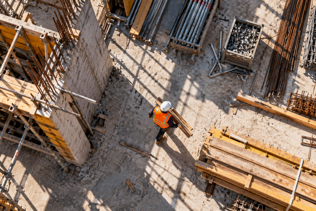 Ouvrier du bâtiment sur un chantier